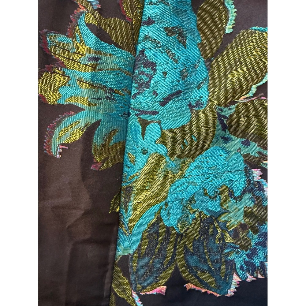 Anthropologie Floral Brocade Midi Skirt Womens Navy Blue Turquoise A-Line Party - Picture 11 of 16